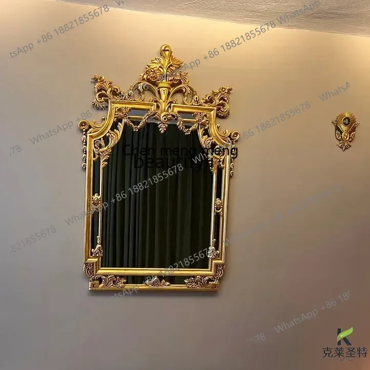 

N178 Vintage carved fireplace decorative mirror wall-mounted American entrance cosmetic mirror luxury5556