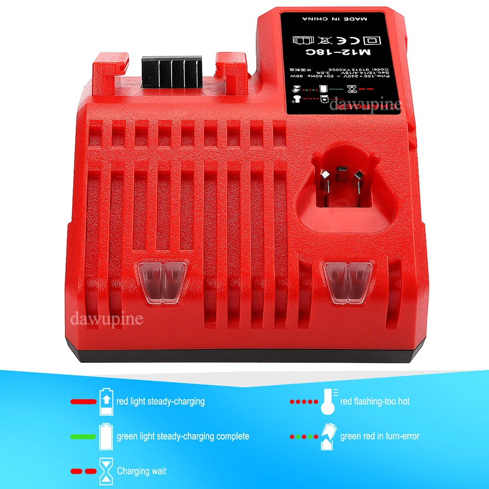 Pro M12-18C lithiové baterie s dvojitým portem a rychlonabíječkou pro Milwaukee M12 M14 M18 10,8 V 14,4 V 18 V - náhled 4