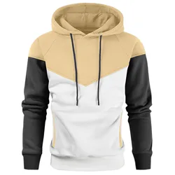 2024 New Men's Autumn/Winter Splicing Hoodie Outdoor Casual Sportswear Street Fashion Fleece Warm Loose Hoodie