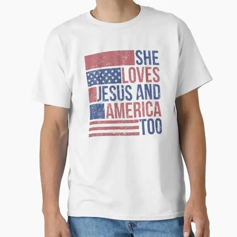 Sie liebt Jesus und Amerika, klassisches T-Shirt