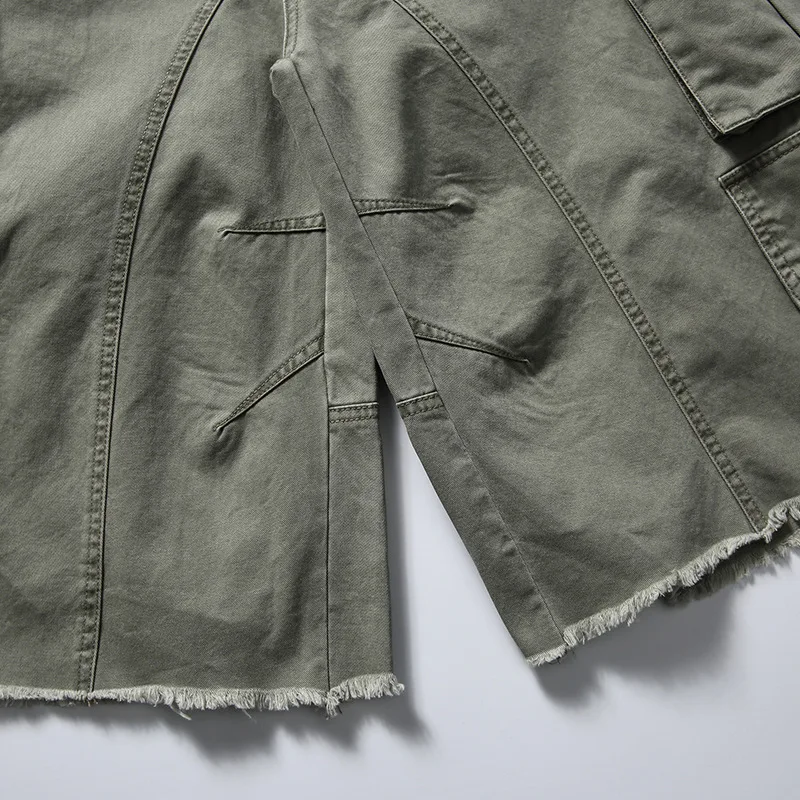 Summer new Japanese style three-dimensional large pocket workwear straight casual pants retro neutral shorts
