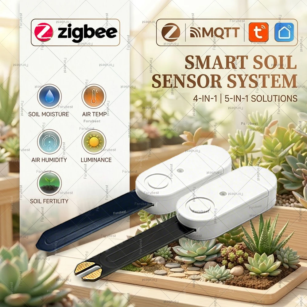 

Датчик влажности почвы Zigbee, измеритель освещенности, плодородия, температуры и влажности для растений, тестер почвы Tuya/Home Assistant Zigbee2MQTT