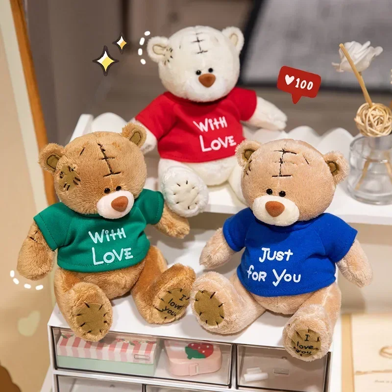 

Soft Dr. Bear Wear Hoodie Hold French Fries Stuffed White Brown Bear Plush Toy Baby Doll Home Decoration Birthday Gifts for Kids