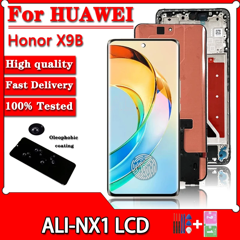 6.67' Screen For Huawei Honor X9b ALI-NX1 LCD X9B Display Screen Touch Digitizer For Honor X50 ALI-AN00 LCD With Fingerprint