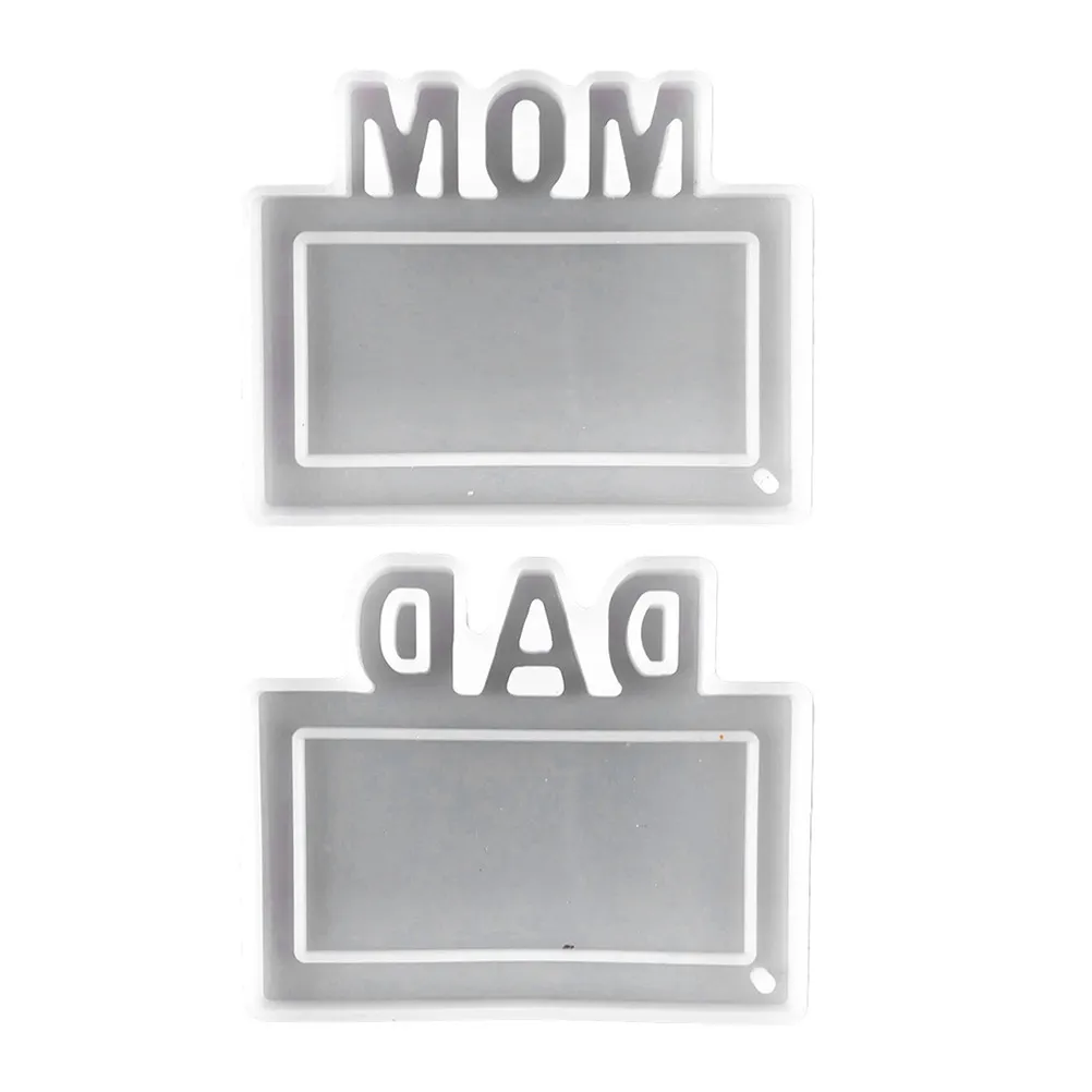

2Pcs Silicone Resin Keychain Molds for DIY Epoxy Pendant Crafting Mom Dad Gift Decoration Mom Resin Mold Silicone Mold