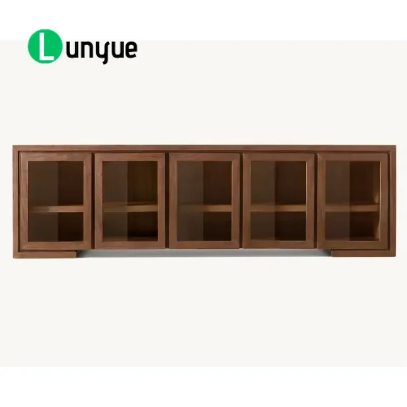 Custom Modern Walnut TV Cabinet Media Console Living Room Furniture Storage Stand Contemporary Design Home Entertainment