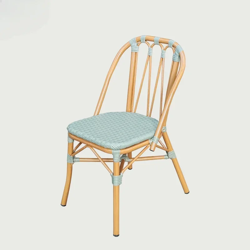 

-Французский обеденный стул, кафе, стул из ротанга, открытый двор, отель для отдыха, садовая скамейка в стиле ретро, креативный дизайн для проживания в семье под открытым небом