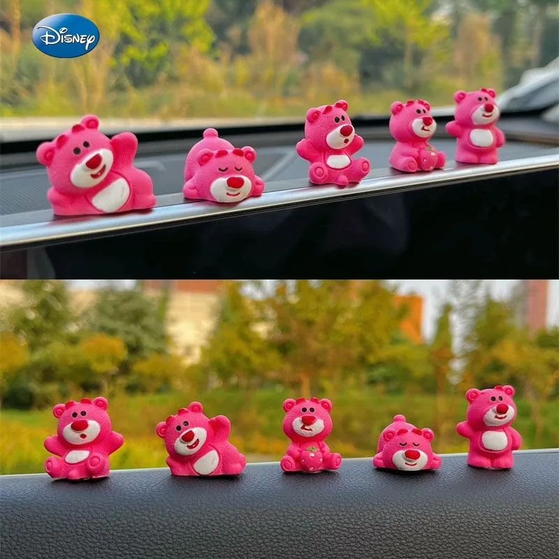 

New Disney Strawberry Bear Car Ornaments Decoration Car Center Console Cute Creative Decoration