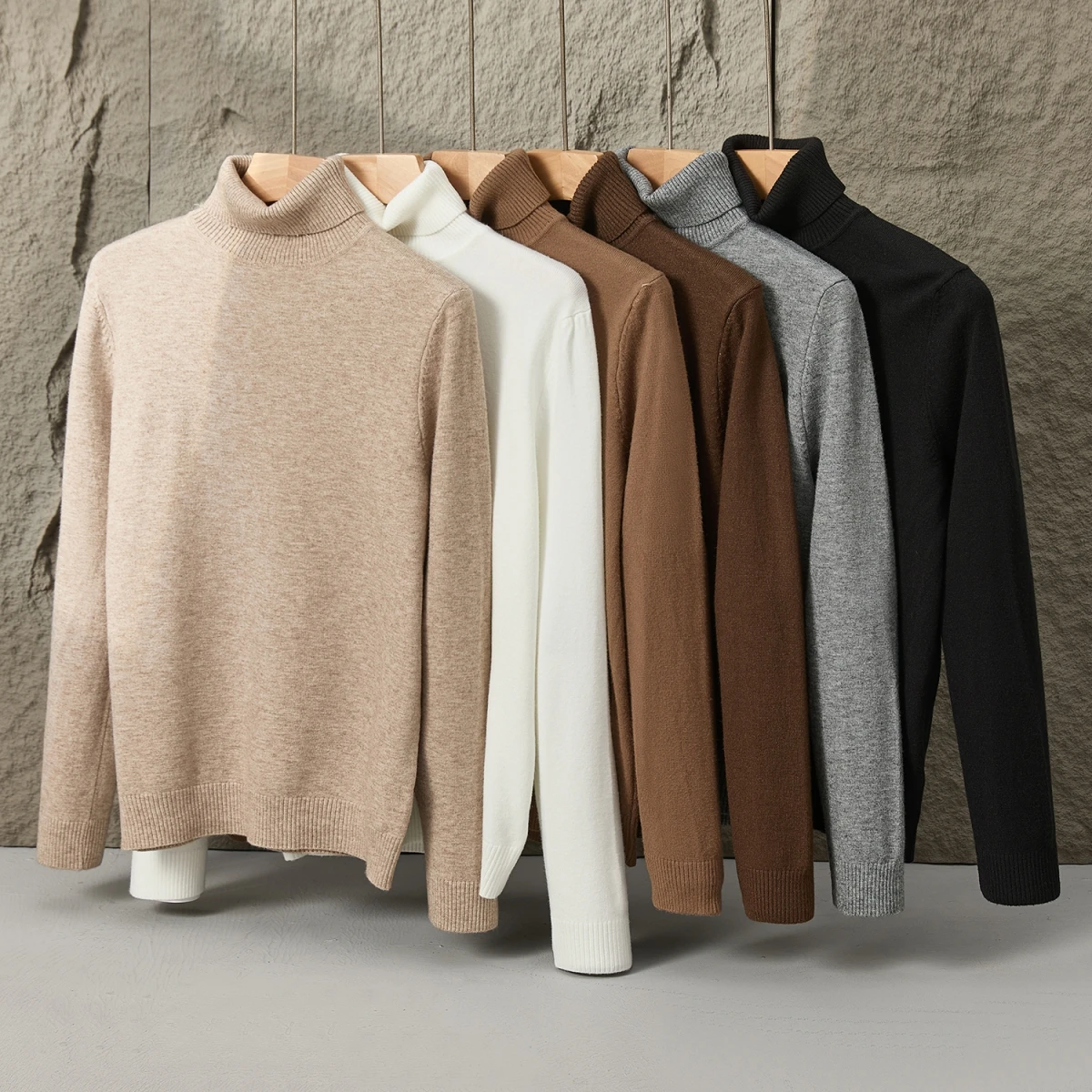 

High Collar Men's Knitted Sweater Winter Warm High Quali Loose Lazy Sle Outerwear Casual Faion Polyester Blend Long Sve