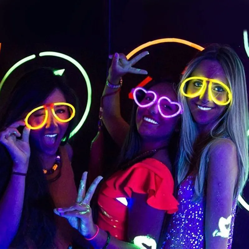 

50Sets/lot Luminous Party Glow Heart Shaped Glasses Sticks Light Wedding Birthday Festival Decors Favors Costume