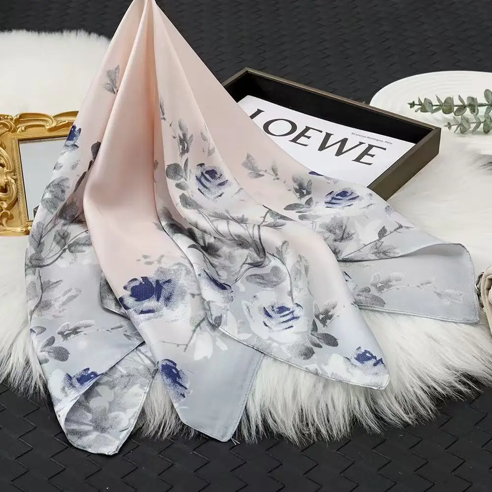 Luxury Print Small Square Scarf Simulated Silk Thin Neck Scarf Fashion Sunscreen Headscarf Women 70x70cm Neckerchief Headband