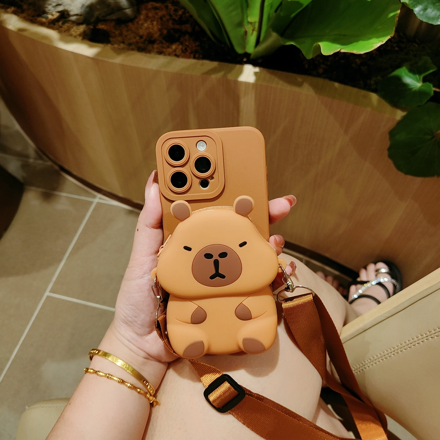 آيفون 11 برو ماكس X XS ماكس XR 7 8 زائد SE 2020 2022 لطيف الكرتون كابيبارا الحيوان حقيبة المحفظة Crossbody حزام جراب هاتف غطاء #2