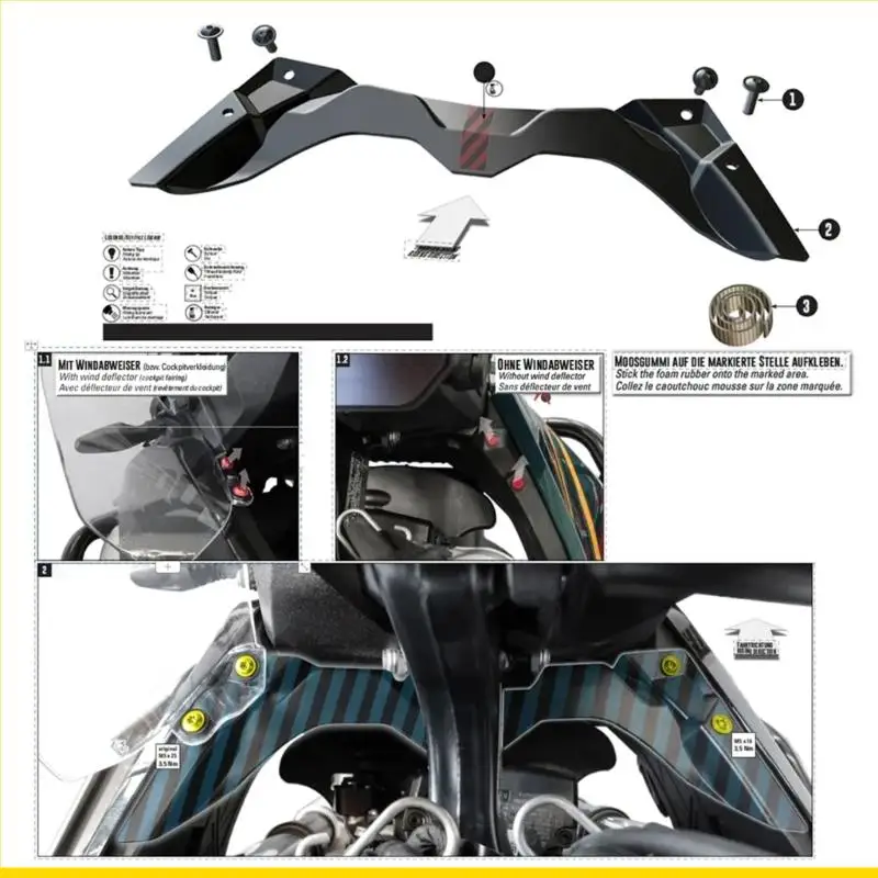 SZCH Motorbike Modification Accessories Cockpit Panel Fairing Updraft Deflector for 2023-2024 Easy Installation