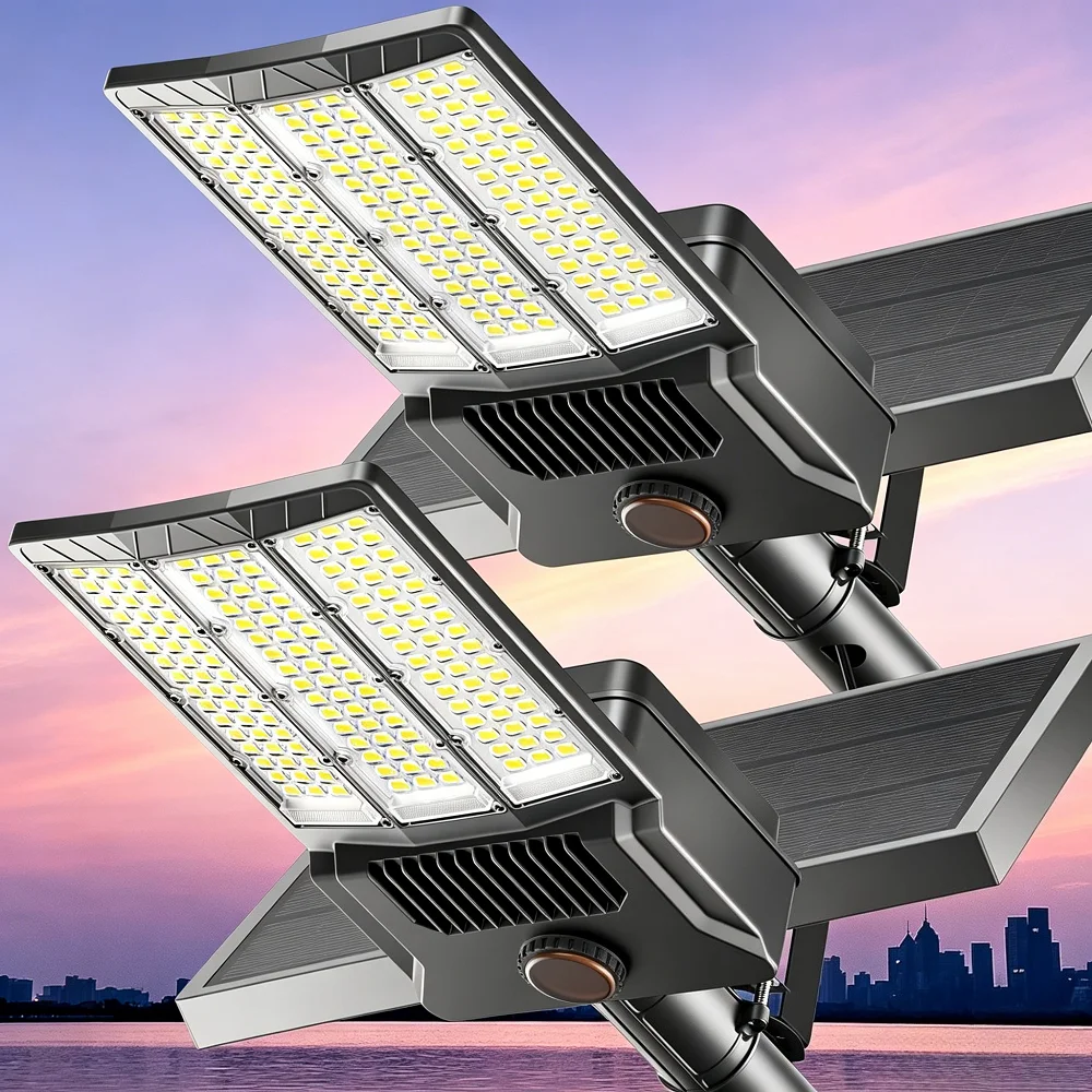 2/1er-Pack 5000W Solarleuchte für Außenbereich mit Bewegungssensor Garten-Wandlampe Wasserdichte Leistungsstarke Solar-Straßenleuchte