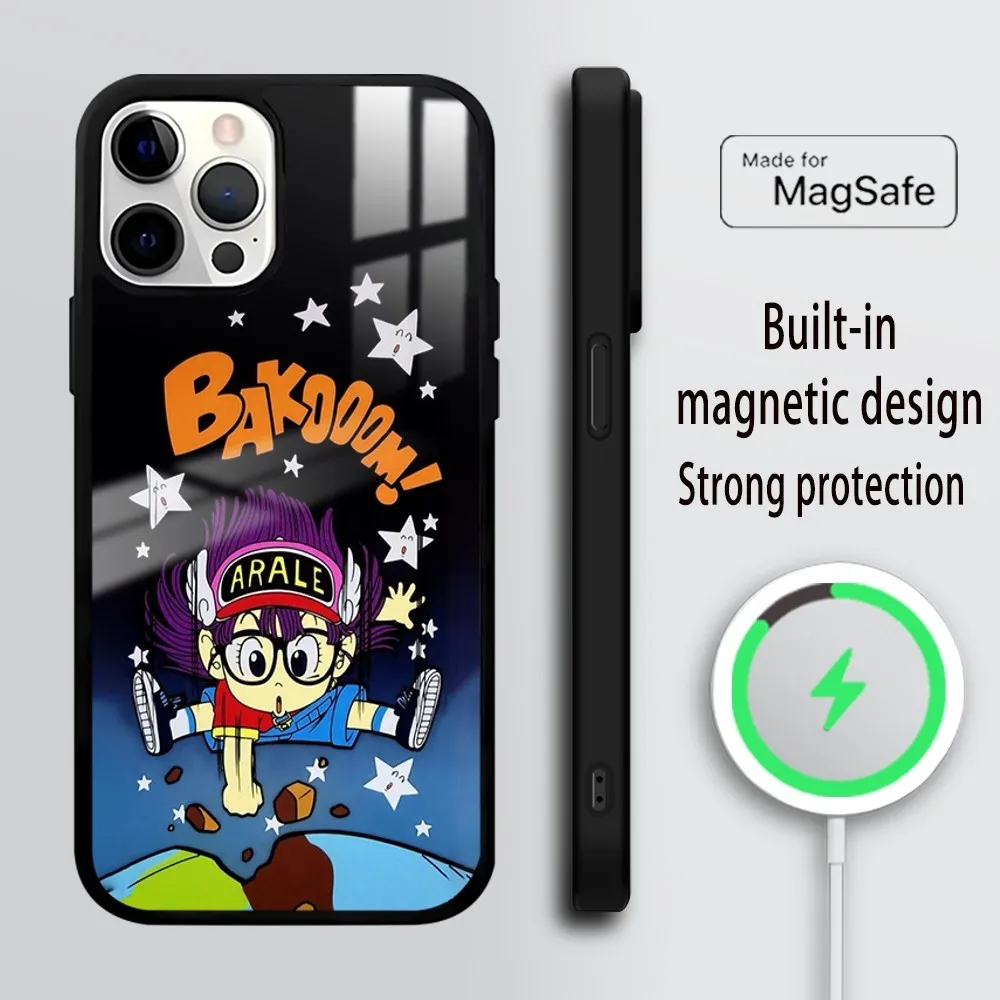 Cartoon Dr Slump Arale Phone Case For iPhone 16 15 14 13 12 11 PRO MAX PLUS Mini Magnetic wireless mirror phone case