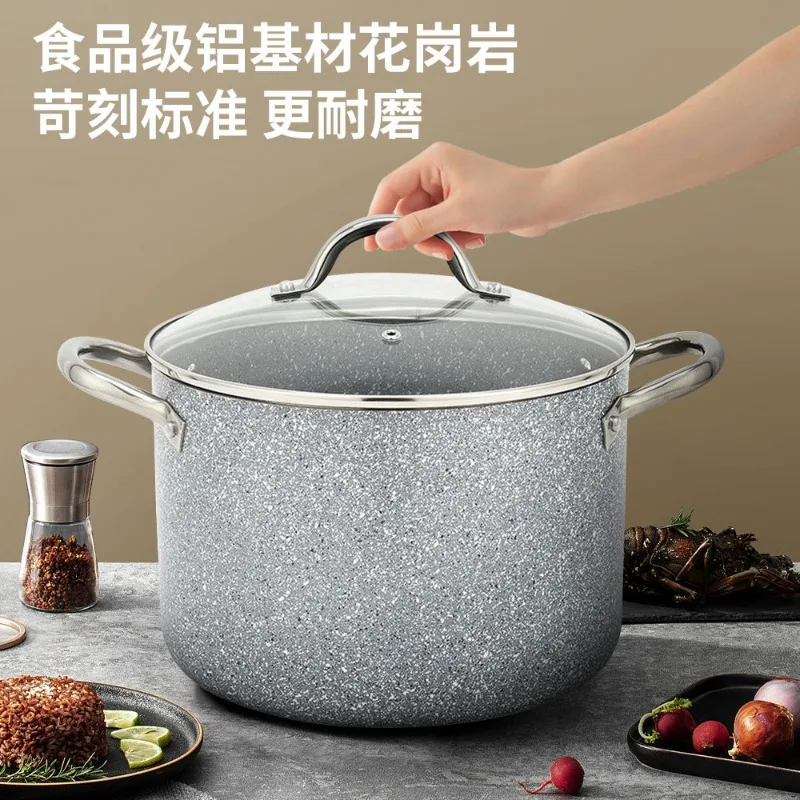 24CM Deep Granite Non‑Stock Stock Pot Aluminum Alloy Soup Stew Pot For US Market Home Cooking