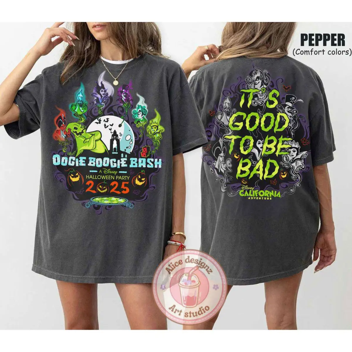 تي شيرت ريترو ديزني لاند أوجي بوجي باش 2025 للحفلات، ديزني الشرير "الفتاة السيئة لطيفة جدًا" أزياء الهالوين