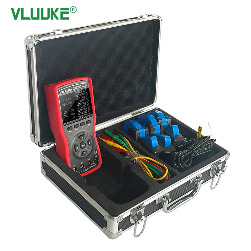 VLUUKE 3 Phase Digital Phase Meter Multifunctional Intelligent Meter Large Caliper Clamp High Accuracy Power Factor Tester