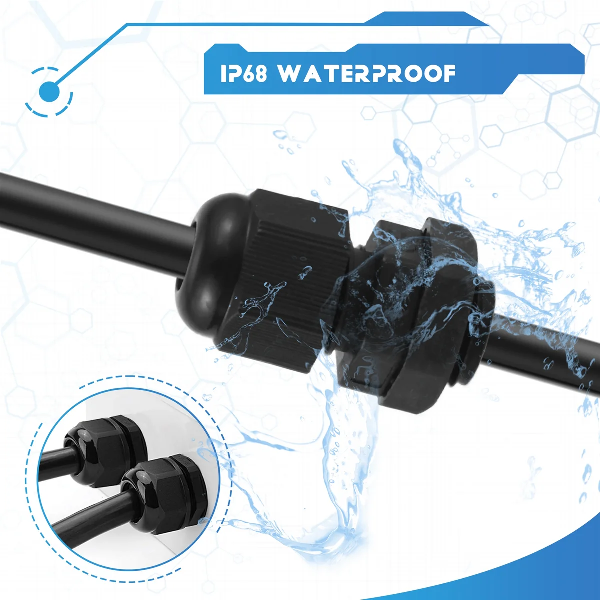 Hot sale PG7 Black Nylon Waterproof Strain Relief,Cord Grip,Cable Gland 3.5-6 mm 50pcs