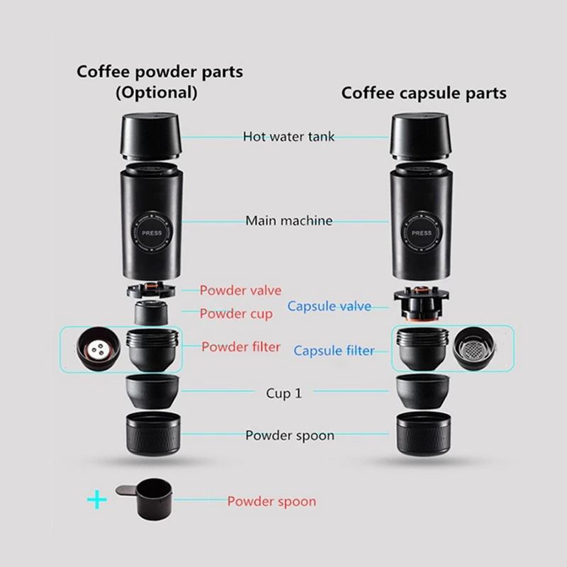 Portable Coffee Machine Electric Coffee Machine Household Rechargeable Battery Car Mini Electric Espresso Capsule Coffee Machine