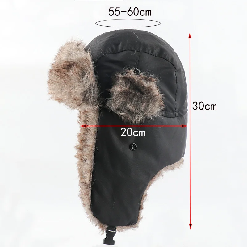 Men Women Winter Ski Hat Fluffy Faux Fur Cap Winter Russian Hat Trapper Bomber Warm Trooper Ear Flaps Cap Headwear Bonnet