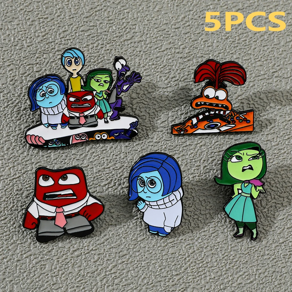 Disney Inside Out 2 Lapel Pin Joy Sadness Anger Metal Brooches Handmade Epoxy Jewelry Shirt Bag Badge Fashion Jewelrys Kawaii