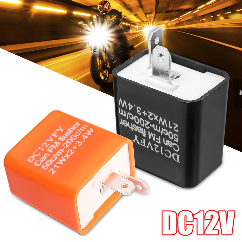 12V Speed Adjustable 2 Pin LED Electronic Flasher Relay for Motorcycle Turn Signal Direct Replacement Universal Hazard Warn