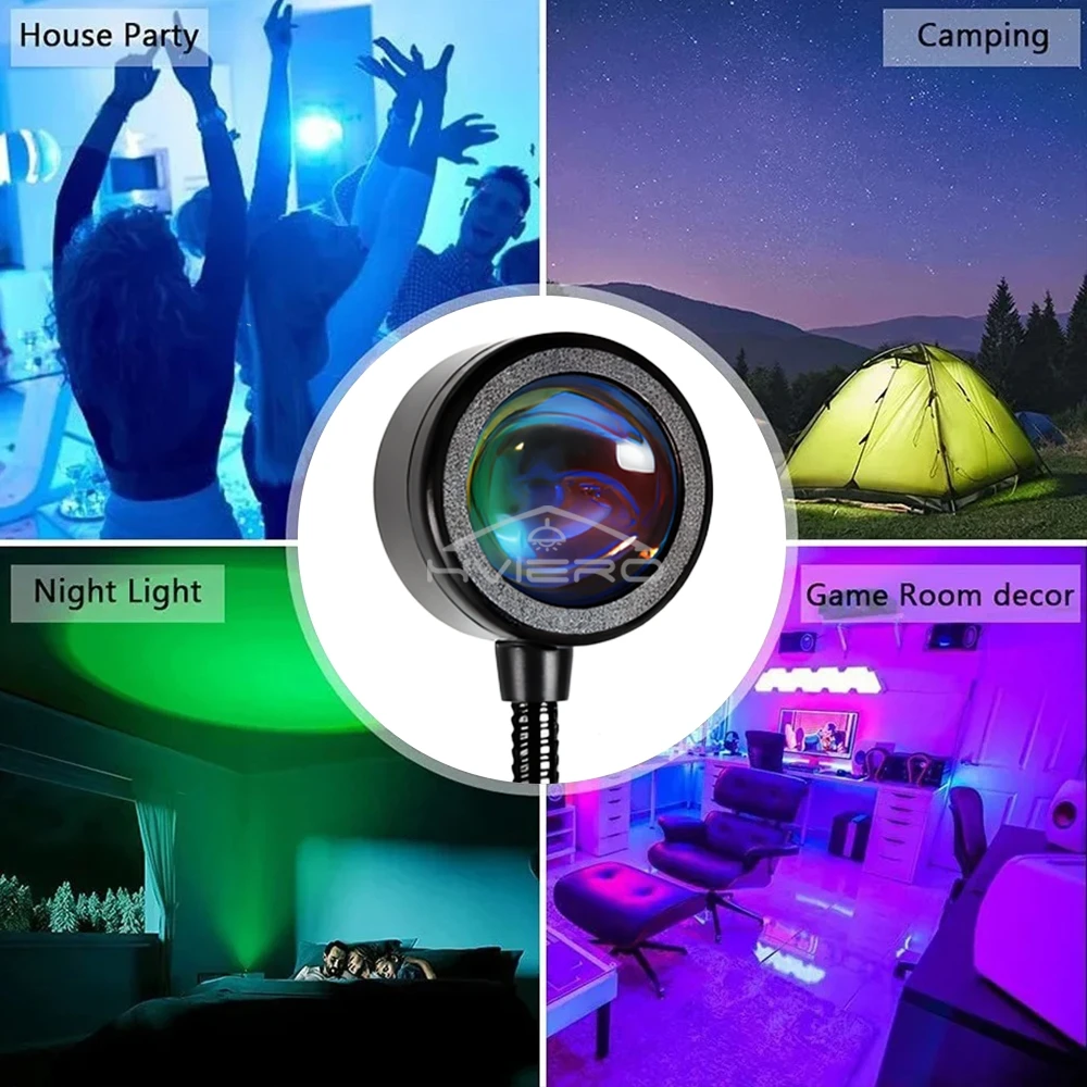 USB Sunset LED โคมไฟที่มีสีสันไฟตกแต่งห้องตกแต่งบ้านหลอดไฟอารมณ์ยืดหยุ่นการถ่ายภาพ STAGE Effect ครอบครัว