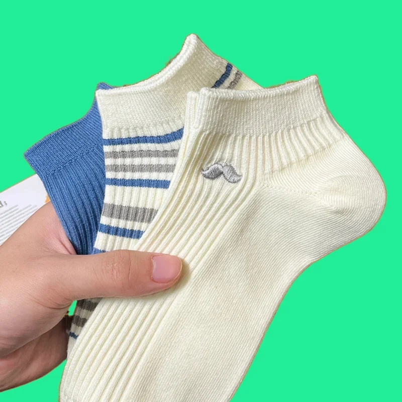 1/3 Pairs Short Socks Men's Deodorant Sweat-absorbent Breathable Low-top Summer New 2024 Thin Men's Socks Striped Cotton Socks