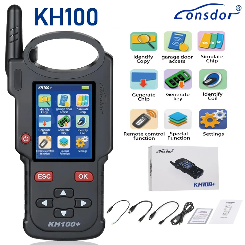 

Lonsdor KH100+ Remote Key Programmer Tool Handheld Device KH100 Smart Key Generation Chip IdentifyUpdate Online Copy Simulate