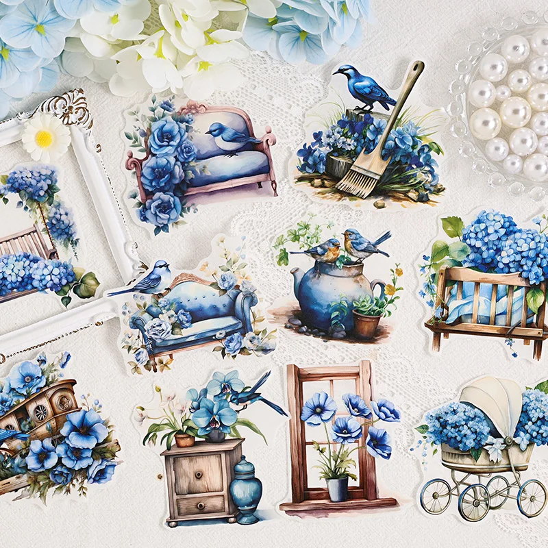 10pcs Flowers Stickers Wooden house Decor for Junk Journal Stationery Supplies Stickers Bullet Journaling Scrapbooking Stickers