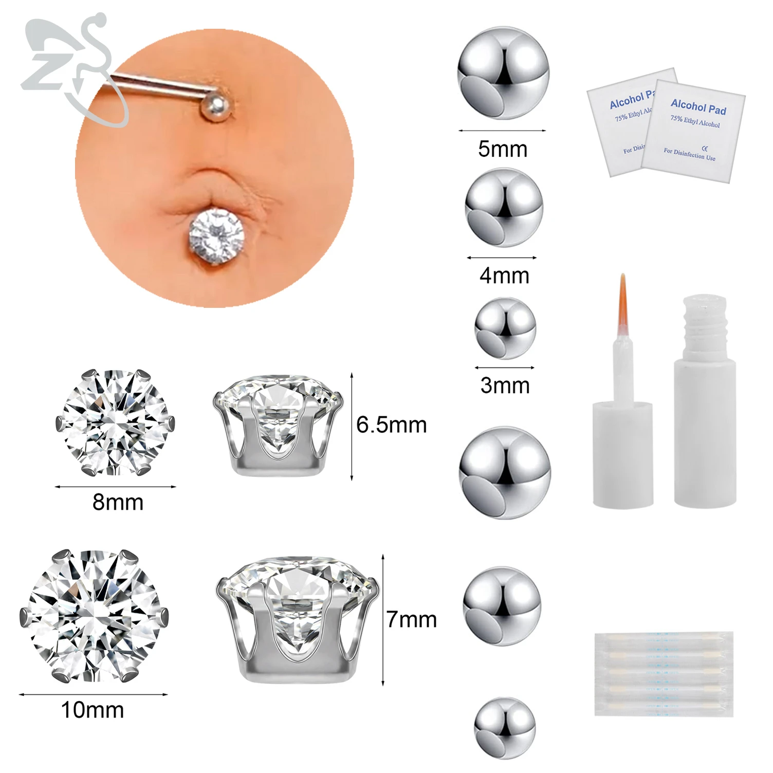 Fake Eyebrow Ring Set for Non-Piercing Body Jewelry