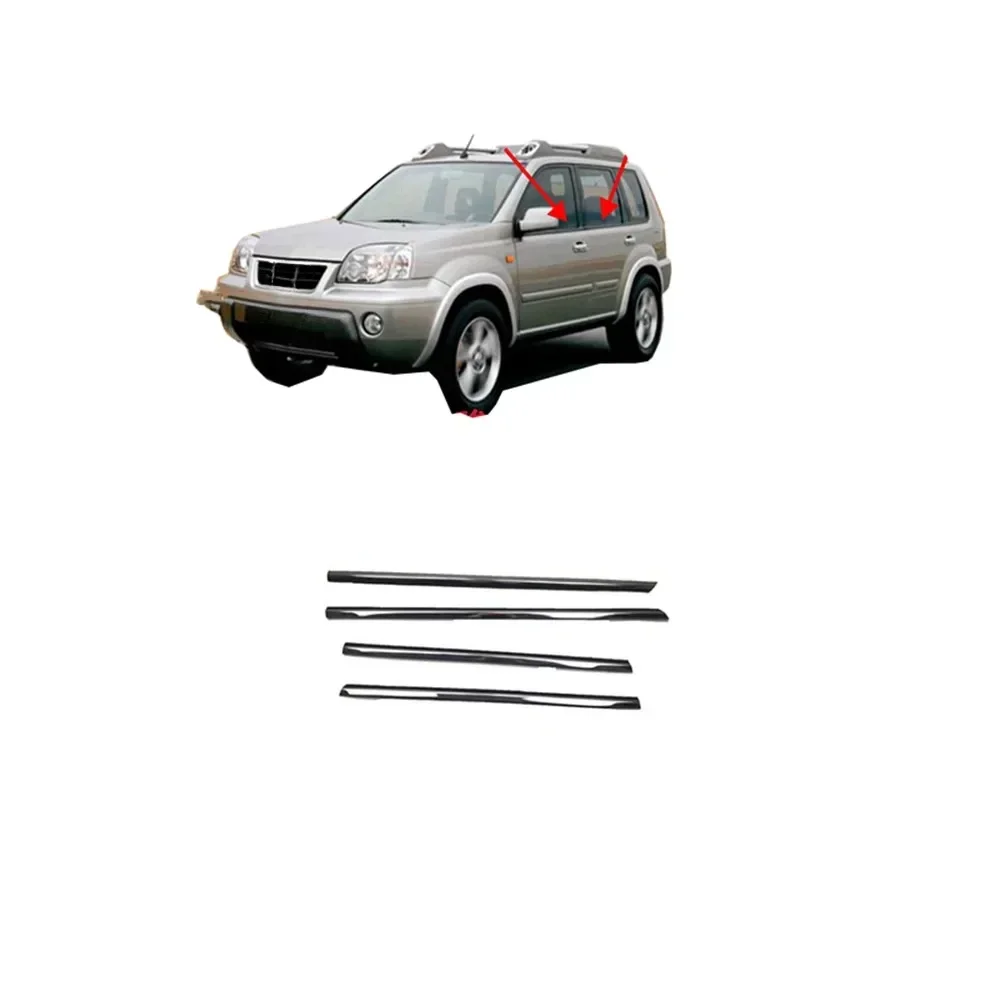 4 piezas de sello de goma negro para ventanas exteriores para Nissan XTrail T30 2001-2006 Protector de vidrio para tira meteorológica x-trail