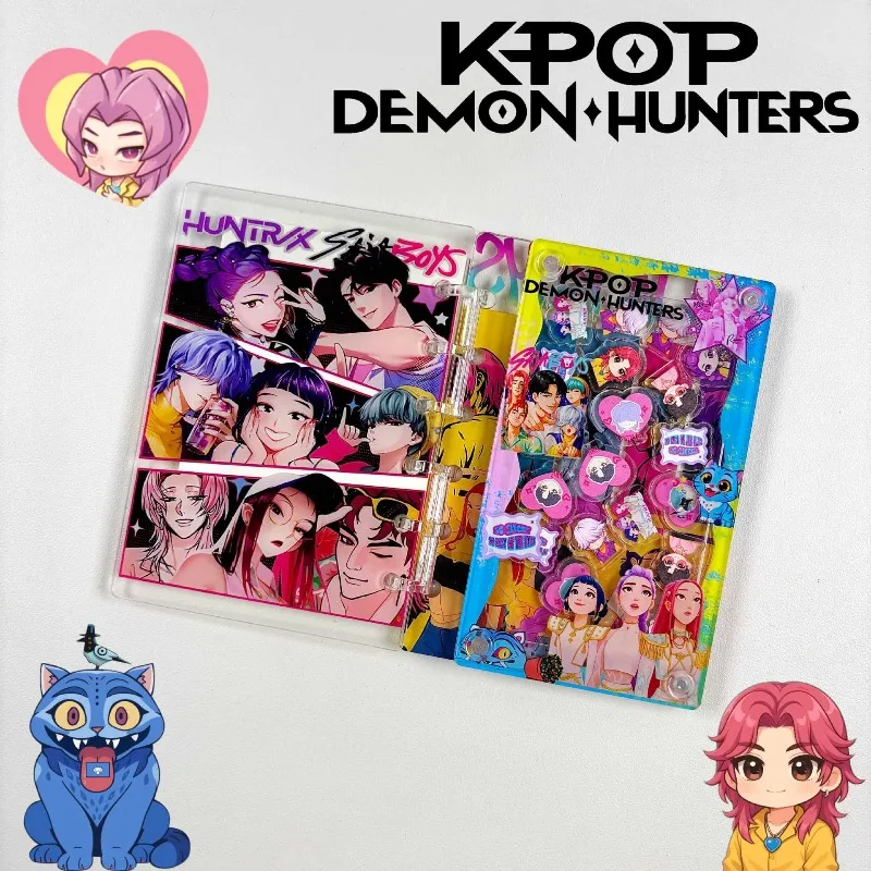 

Kpop Demon Hunters качающийся акриловый блокнот с вкладышами A7 журналы справочник мультфильм аниме милые DIY креативные канцелярские принадлежности