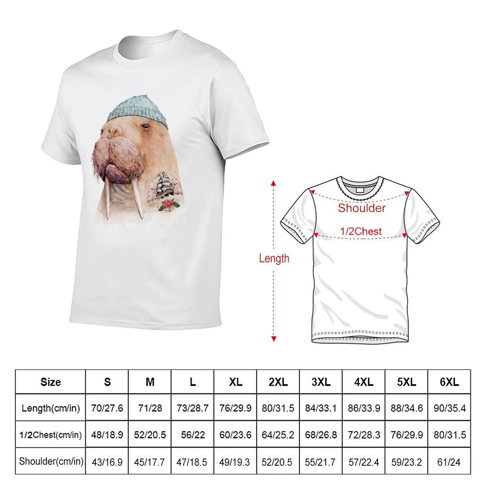 Camiseta tatuada Walrus, camisetas para hombre, camisetas divertidas de algodón para hombre, Camiseta de algodón