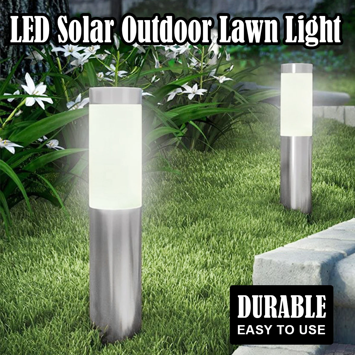 Solar LED Garden Light Cylindrical Warm White Light Waterproof Lamp Daylight Lighting Floor Decoration Outdoor Led Lantern