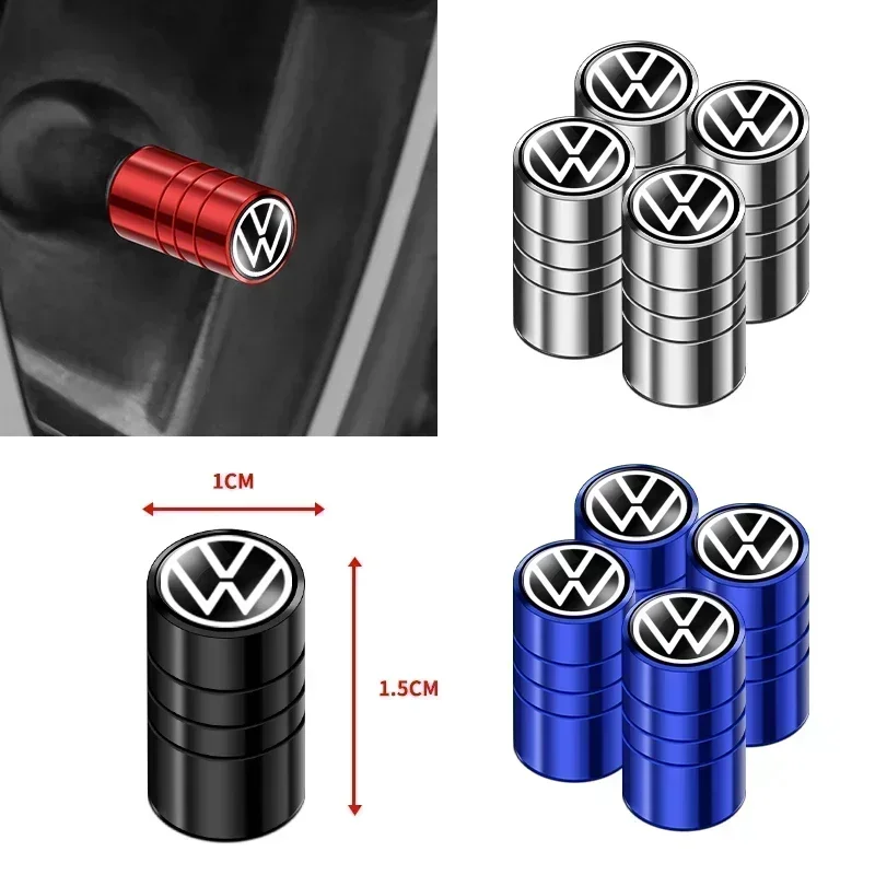 4Pcs Car Valve Caps Wheel Tires Air Tyre Stem Protective Cover For Volkswagen Golf Jetta Tiguan Touran TSI TDI R32 MK4 GTI