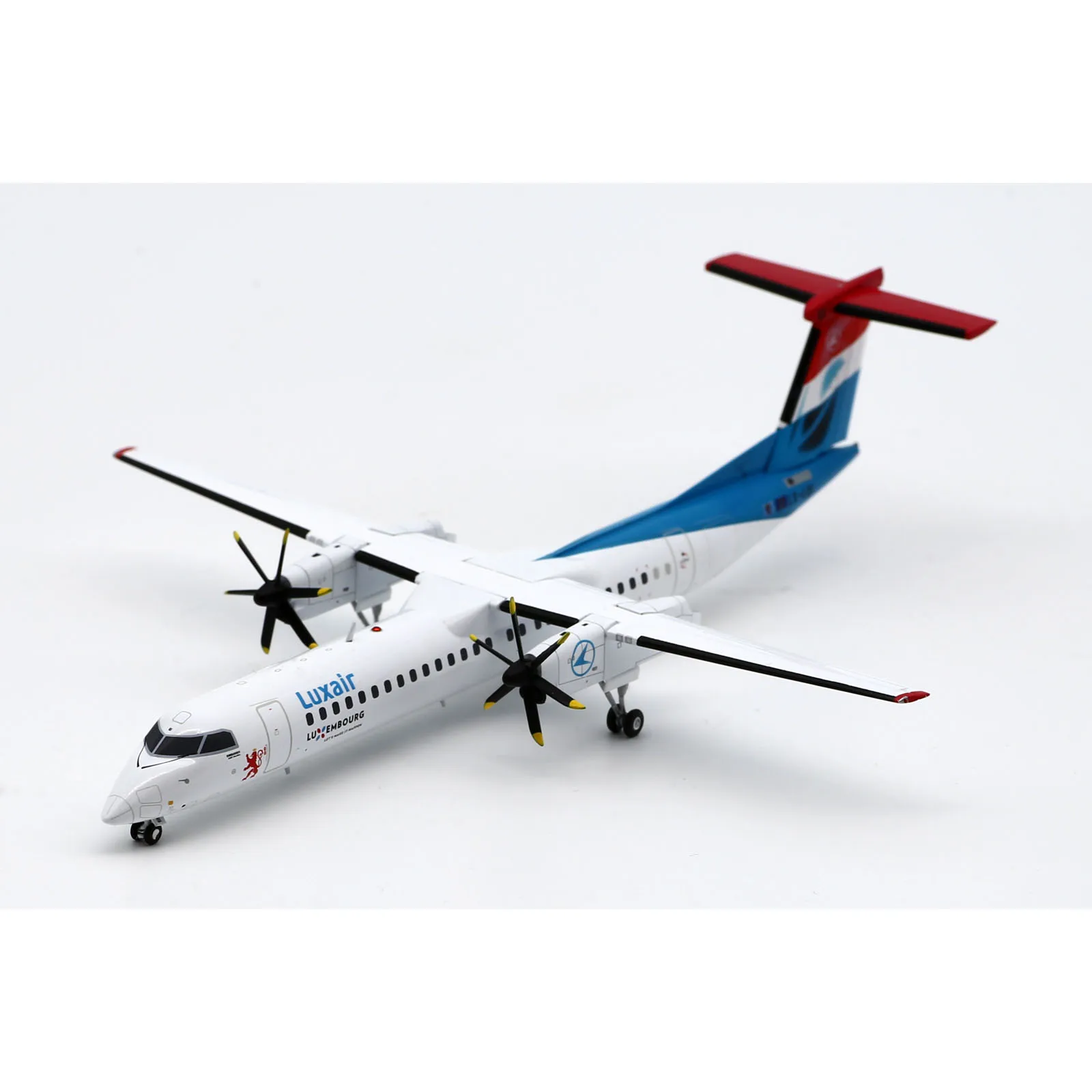 XX20168 Alloy Collectible Plane Gift JC Wings 1:200 Luxair Bombardier Dash8-Q400 Diecast Aircraft Model LX-LQI With Stand