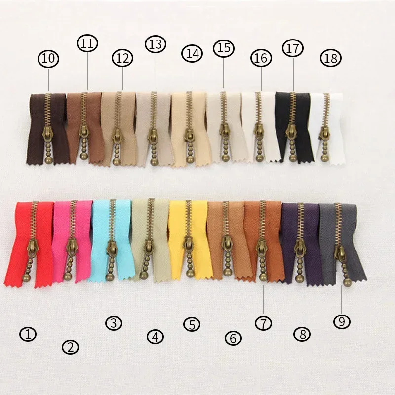 10Pcs Meetee 3# Metal Zippers Bronze Teeth Zip 15/18/20/25cm Close-end Zipper for Bag Shoes Clothes Repair Kit Sewing Acessories