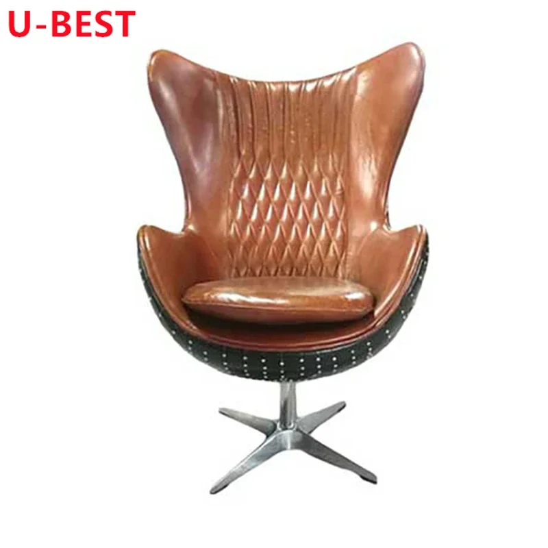 U-Best Retro Vintage uchylne obrotowe czarne aluminiowe fotel jajo lotnicze fotel do salonu designerski krzesło z akcentem