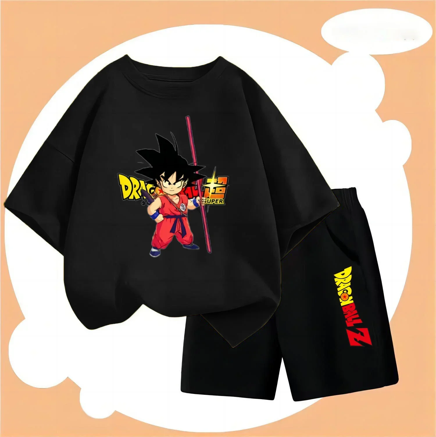 Goku Children's Clothing 2024 Couple -shir T Shirt Set Dragonball Boys 2 to 12 Year Summer Suit Girl Clothes Top Mother Kids