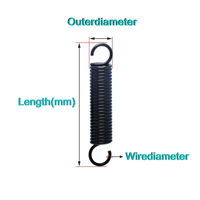 10Pcs Expansion 1.2mm Wire Dia Spring Tension Extension Expanding Return Pull Springs Outer Dia 8mm-12mm Length 110mm-280mm
