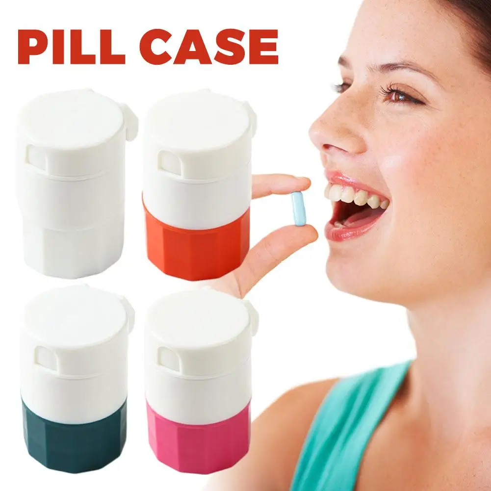 Portable Medicine Splitter Storage Pill Crusher Multifunction 4 Layer Powder Tablet Grinder Powder Pill Cutter Tablet Organizer