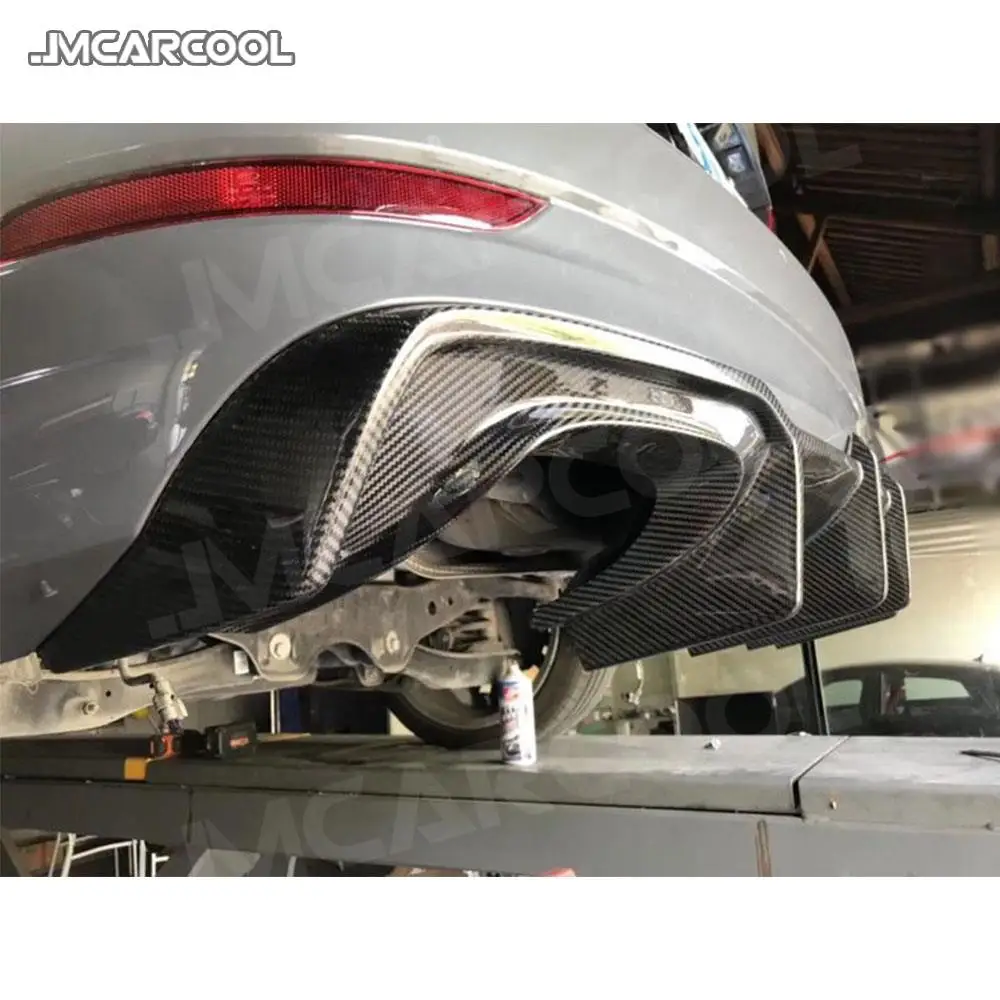 

JCHEY Carbon Fiber Rear Diffuser for Audi A3 Sline S3 Sedan Not Standard bumper 2017-2019 Fins Bumper Lip Spoiler FRP