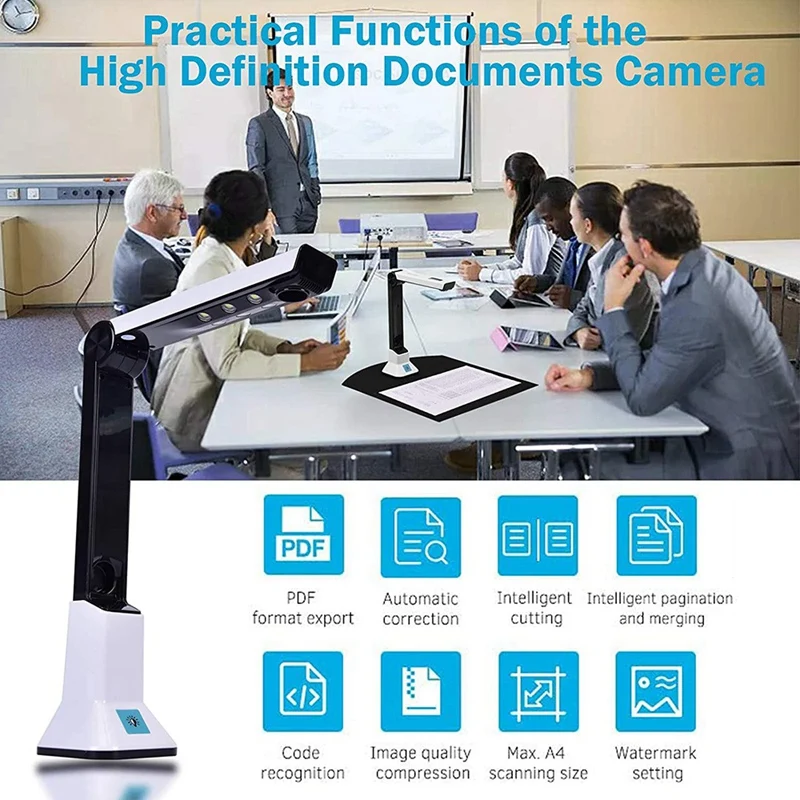 Document Camera For Teachers, Portable USB Document Camera Scanner With Stand 8MP HD A4 Format Doc Cam Photo Scanner