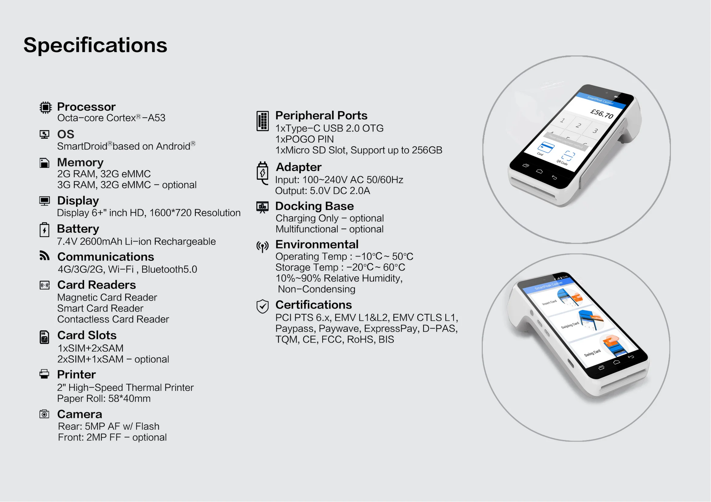 آلة الدفع المتنقلة المحمولة نظام Android Pos 4g Nfc يده Pos رخيصة غير متصل EMV Mini Pos Terminal مع الطابعة