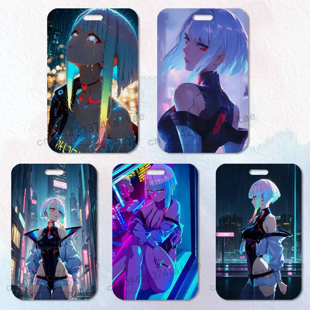 Lucy C-Cyberpunk E-Edgerunners Card Holder Lanyard Camera Neck Strap Credit Card Case ID Badge Credentials Protection
