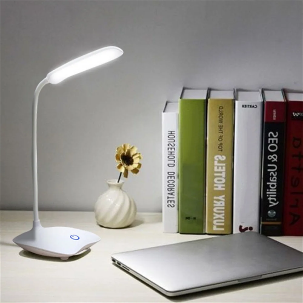 

LED Desk Lamp with Pen Holder with Fan Alarm Clock Thermometer USB Charging Night Light Calendar 3-level Dimming Desk Lamp