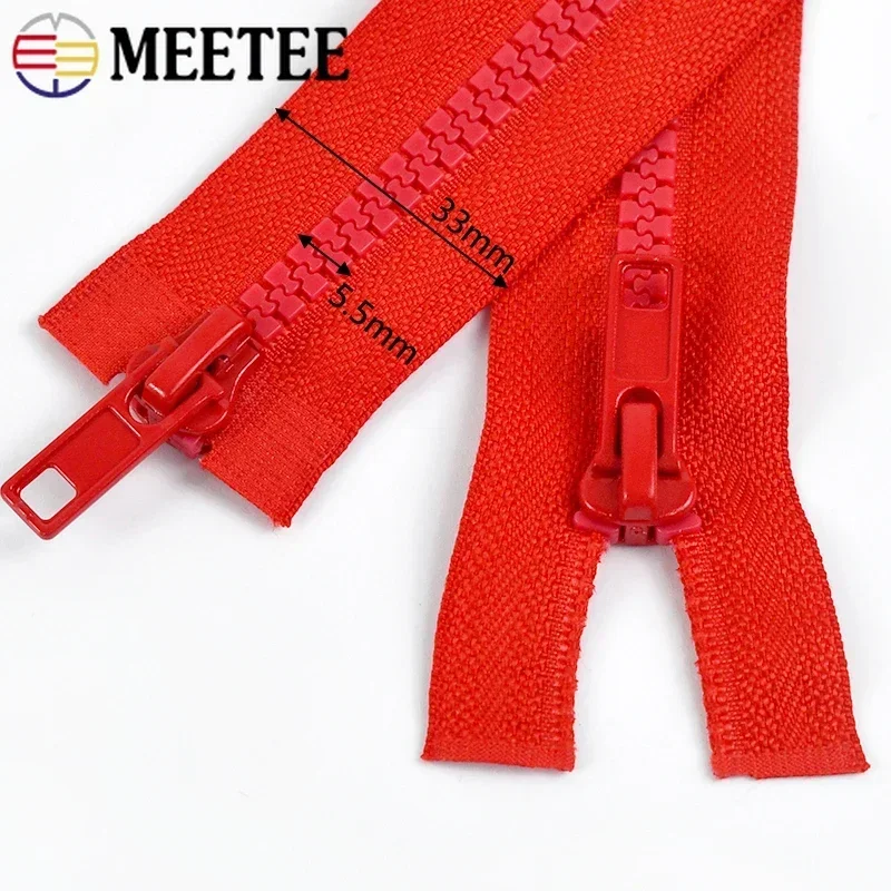 Meetee 2Pcs 50-200cm 5# Resin Zippers Double Opend End Zip Down Jacket Coat Zips Bags clothes Tent Sewing Zipper Accessories