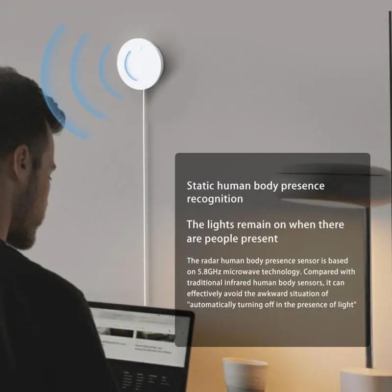 EweLink APP Zigbee Human Presence Sensor Monitor 5.8G MMW Radar Detector Alarm Light Control Linkage System Security Protection